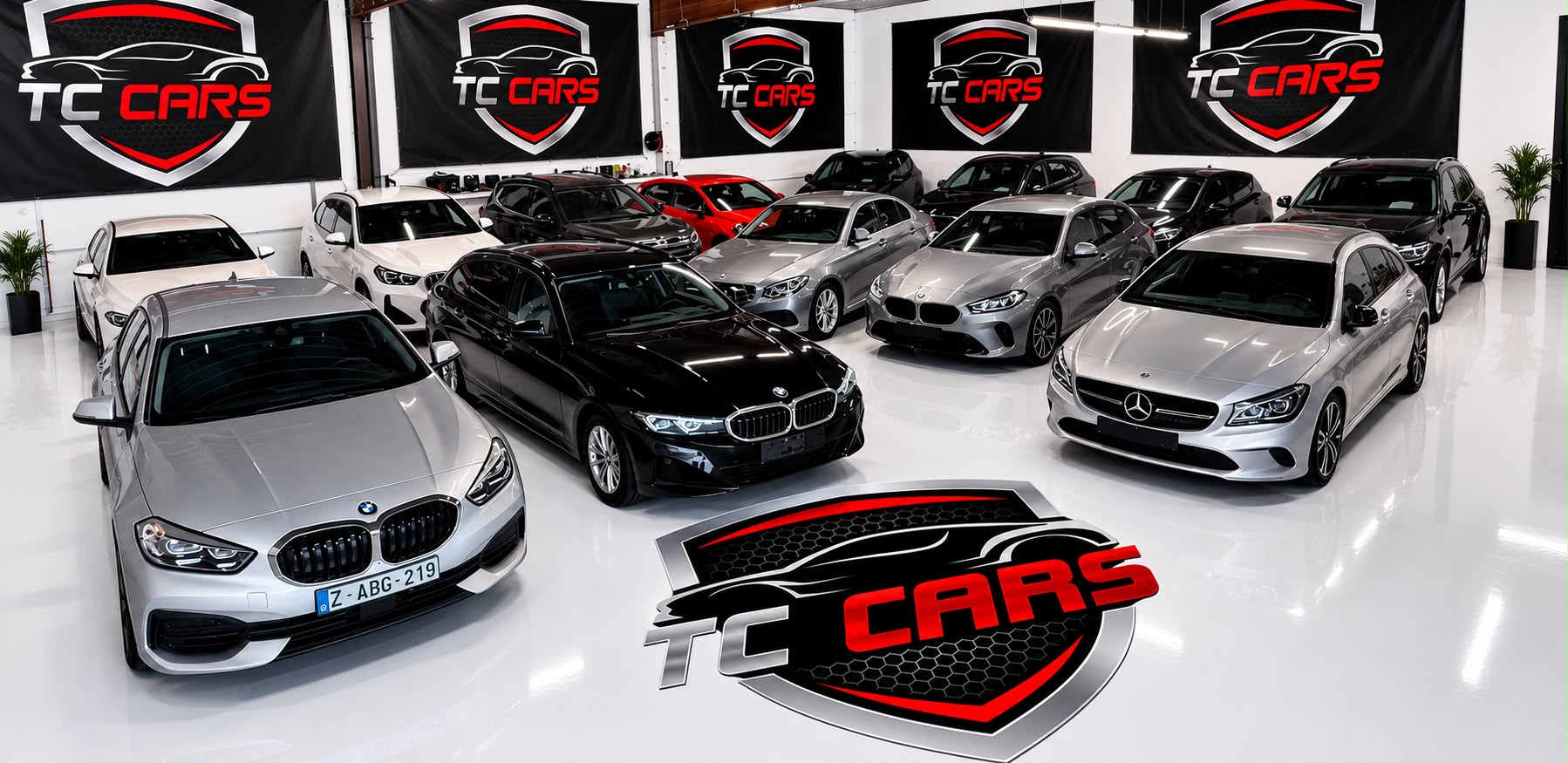 De showroom van TC Cars met geselecteerde tweedehandswagens